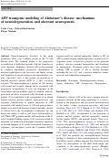 Cover page: APP transgenic modeling of Alzheimer’s disease: mechanisms of neurodegeneration and aberrant neurogenesis