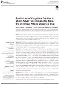 Cover page: Predictors of Cognitive Decline in Older Adult Type 2 Diabetes from the Veterans Affairs Diabetes Trial.