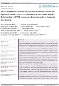 Cover page: Moral distress in frontline healthcare workers in the initial epicenter of the COVID‐19 pandemic in the United States: Relationship to PTSD symptoms, burnout, and psychosocial functioning