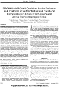 Cover page: ESPGHAN-NASPGHAN Guidelines for the Evaluation and Treatment of Gastrointestinal and Nutritional Complications in Children With Esophageal Atresia-Tracheoesophageal Fistula