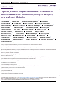 Cover page: Cognition, function, and prevalent dementia in centenarians and near‐centenarians: An individual participant data (IPD) meta‐analysis of 18 studies