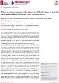 Cover page: Whole-genome sequence of a genotype VIII infectious bronchitis virus isolated from California layer chickens in 2021.