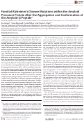 Cover page: Familial Alzheimer’s Disease Mutations within the Amyloid Precursor Protein Alter the Aggregation and Conformation of the Amyloid-β Peptide* * This work was supported by National Institutes of Health Grants AG033069 and AG00538 and a grant from the Cure Alzheimer’s fund. The authors declare that they have no conflicts of interest with the contents of this article. The content is solely the responsibility of the authors and does not necessarily represent the official views of the National Institutes of Health.