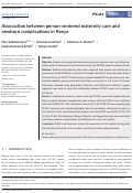 Cover page: Association between person‐centered maternity care and newborn complications in Kenya