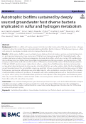 Cover page: Autotrophic biofilms sustained by deeply sourced groundwater host diverse bacteria implicated in sulfur and hydrogen metabolism