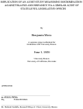 Cover page: Replication of an Audit Study Measuring Discrimination Against Blacks and Hispanics via a Similar Audit of State-Level Legislative Offices