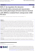 Cover page: MiR-21-5p regulates the dynamic of mitochondria network and rejuvenates the senile phenotype of bone marrow stromal cells (BMSCs) isolated from osteoporotic SAM/P6 mice