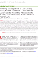 Cover page: Evolving Management of Low-Density Lipoprotein Cholesterol: A Personalized Approach to Preventing Atherosclerotic Cardiovascular Disease Across the Risk Continuum.