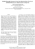 Cover page: Reliable Idiographic Parameters From Noisy Behavioral Data: The Case ofIndividual Differences in a Reinforcement Learning Task