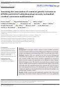 Cover page: Assessing the association of common genetic variants in EPHB4 and RASA1 with phenotype severity in familial cerebral cavernous malformation