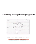 Cover page: Archiving Descriptive Language Data