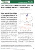 Cover page: Links between the East Asian monsoon and North Atlantic climate during the 8,200 year event