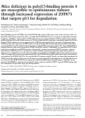Cover page: Mice deficient in poly(C)-binding protein 4 are susceptible to spontaneous tumors through increased expression of ZFP871 that targets p53 for degradation