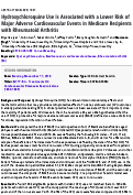 Cover page: Hydroxychloroquine Use Is Associated with a Lower Risk of Major Adverse Cardiovascular Events in Medicare Recipients with Rheumatoid Arthritis