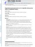 Cover page: Expectancies and Reasons for Use of E-Cigarettes Among Young Adults: A Longitudinal Analysis