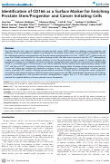 Cover page: Identification of CD166 as a Surface Marker for Enriching Prostate Stem/Progenitor and Cancer Initiating Cells