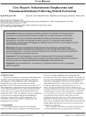 Cover page: Case Report: Subcutaneous Emphysema and Pneumomediastinum Following Dental Extraction