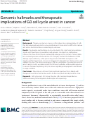 Cover page: Genomic hallmarks and therapeutic implications of G0 cell cycle arrest in cancer