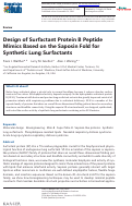 Cover page: Design of Surfactant Protein B Peptide Mimics Based on the Saposin Fold for Synthetic Lung Surfactants.