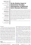 Cover page: On the Relative Impact of Intraluminal Thrombus Heterogeneity on Abdominal Aortic Aneurysm Mechanics.