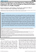 Cover page: Patient Perspectives on the Experience of Being Newly Diagnosed with HIV in the Emergency Department/Urgent Care Clinic of a Public Hospital