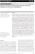 Cover page: Immune‐monitoring in Kawasaki disease patients treated with infliximab and intravenous immunoglobulin