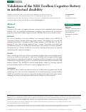 Cover page: Validation of the NIH Toolbox Cognitive Battery in intellectual disability