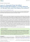 Cover page: Loss of α-Synuclein Does Not Affect Mitochondrial Bioenergetics in Rodent Neurons