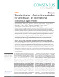 Cover page: Standardization of microbiome studies for urolithiasis: an international consensus agreement