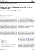 Cover page: Prediction of dissolved oxygen concentration in hypoxic river systems using support vector machine: a case study of Wen-Rui Tang River, China.