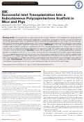 Cover page: Successful Islet Transplantation Into a Subcutaneous Polycaprolactone Scaffold in Mice and Pigs