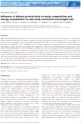 Cover page: Influence of dietary protein level on body composition and energy expenditure in calorically restricted overweight cats