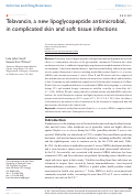 Cover page: Telavancin, a new lipoglycopeptide antimicrobial, in complicated skin and soft tissue infections