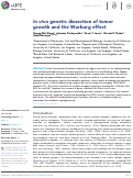 Cover page: In vivo genetic dissection of tumor growth and the Warburg effect