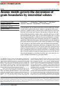 Cover page: Atomic motifs govern the decoration of grain boundaries by interstitial solutes