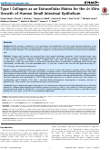 Cover page: Type I Collagen as an Extracellular Matrix for the In Vitro Growth of Human Small Intestinal Epithelium
