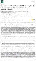 Cover page: Targeted Urine Metabolomics for Monitoring Renal Allograft Injury and Immunosuppression in Pediatric Patients