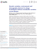 Cover page: Genetic variation, environment and demography intersect to shape Arabidopsis defense metabolite variation across Europe
