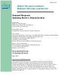 Cover page: Demand Response Spinning Reserve Demonstration