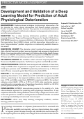 Cover page: Development and Validation of a Deep Learning Model for Prediction of Adult Physiological Deterioration