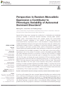 Cover page: Perspective: Is Random Monoallelic Expression a Contributor to Phenotypic Variability of Autosomal Dominant Disorders?