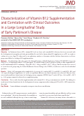 Cover page: Characterization of Vitamin B12 Supplementation and Correlation with Clinical Outcomes in a Large Longitudinal Study of Early Parkinson’s Disease