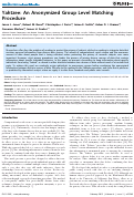 Cover page: Yahtzee: An Anonymized Group Level Matching Procedure