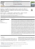 Cover page: Applying a simplified energy-budget model to explore the effects of temperature and food availability on the life history of green sturgeon (Acipenser medirostris)