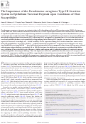 Cover page: The Importance of the Pseudomonas aeruginosa Type III Secretion System in Epithelium Traversal Depends upon Conditions of Host Susceptibility
