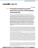 Cover page: Prenatal intrauterine growth restriction and risk of retinopathy of prematurity