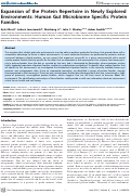 Cover page: Expansion of the Protein Repertoire in Newly Explored Environments: Human Gut Microbiome Specific Protein Families