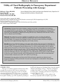 Cover page: Utility of Chest Radiography in Emergency Department Patients Presenting with Syncope