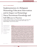 Cover page: Implementation of a Malignant Hematology Education Intervention and its Impact on Hematology Nurse Practitioner Knowledge and Self-Efficacy to Practice.