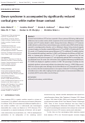 Cover page: Down syndrome is accompanied by significantly reduced cortical grey-white matter tissue contrast.